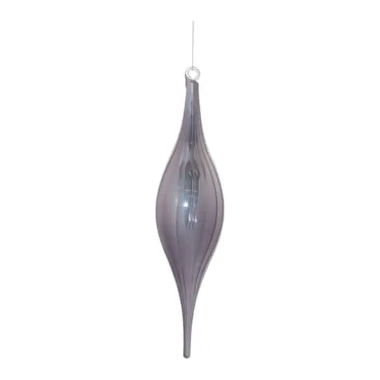 10.5" Gray Ribbed Glass Drop Ornaments, 6ct. {3}