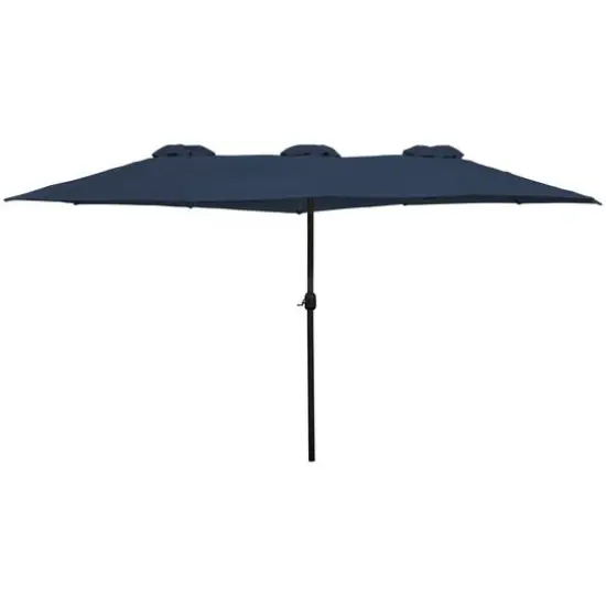 15ft. Outdoor Patio Market Umbrella with Hand Crank Navy Blue {1}