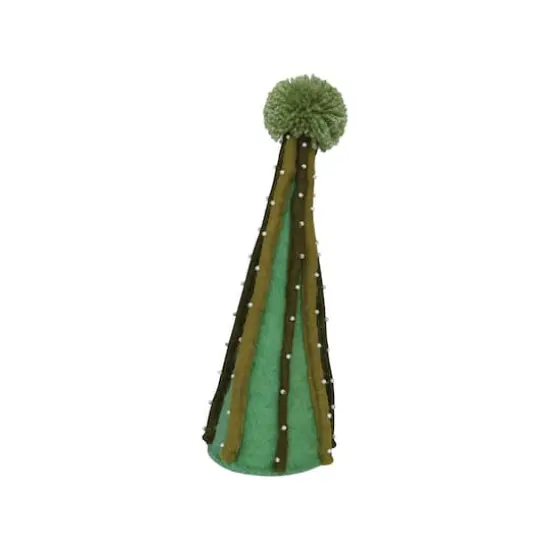 Hello Honey&reg; 12.5" Green & White Decorative Wool Felt Tree with Applique, Beads & Pom Pom {1}