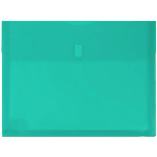 JAM Paper 8.625" x 11.5" Teal Plastic Expansion Hook & Loop Closure Envelopes, 12ct. {1}