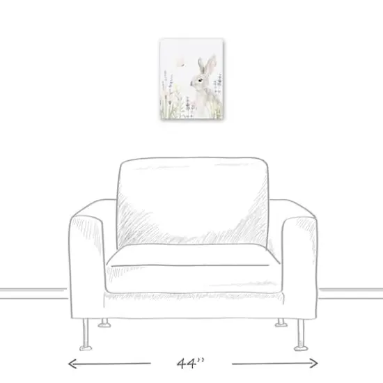 11" x 14" Floral Pasture Bunny Canvas Wall Art {5}