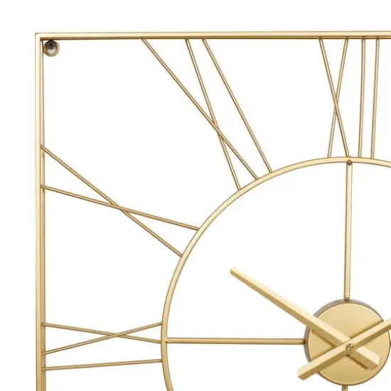 CosmoLiving by Cosmopolitan 24" Metal Square Wall Clock Gold {4}