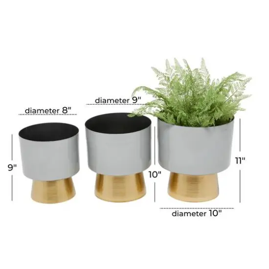 Grey Modern Planter, Set of 3" 11", 10", 9" {8}