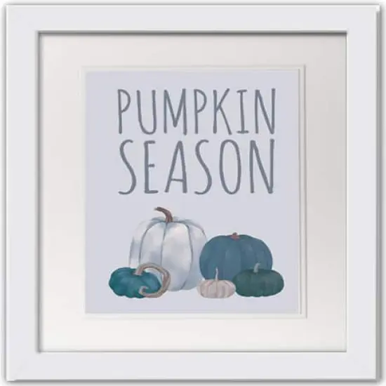 Pumpkins Blue White Framed Print Under Plexiglass {1}