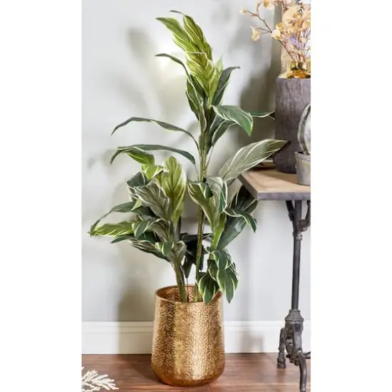 Set of 3 Gold Aluminum Glam Planter, 12", 16", 20" {9}