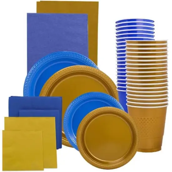 JAM Paper Party Tableware Assortment Grad Pack Blue/Gold {1}