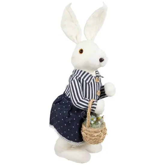 19" Navy Blue Standing Girl Bunny with Basket Easter Figure {6}