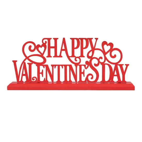 Glitzhome® 16" Wooden & Metal Happy Valentine's Day Table Décor {1}