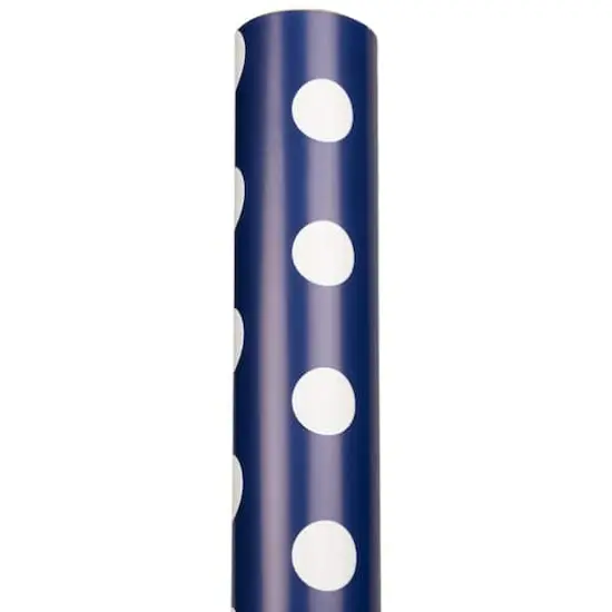 JAM Paper Polka Dot Gift Wrap Navy Blue and White {6}
