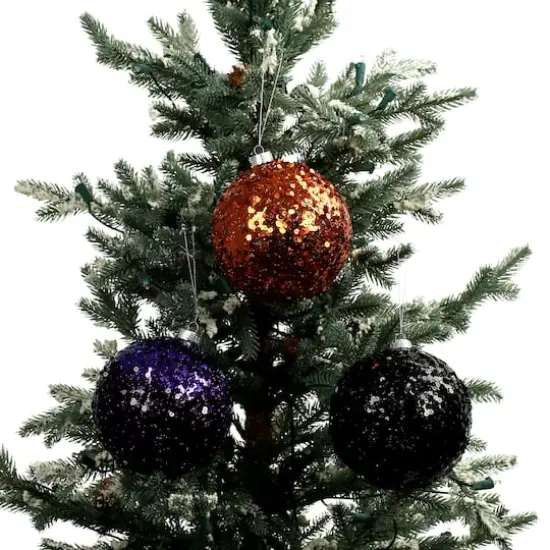 4.75" Orange, Black & Purple Sequin Plastic Ball Ornament Set by Ashland&reg; {4}