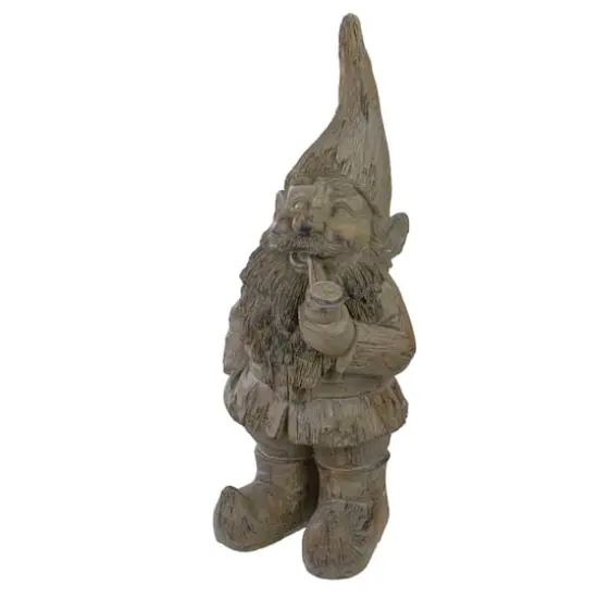 17.75" Gray Standing Gnome Outdoor Garden Statue {5}