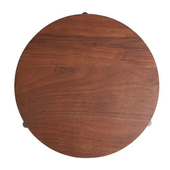 12" Brown Wood Tray with Black Metal Legs {3}