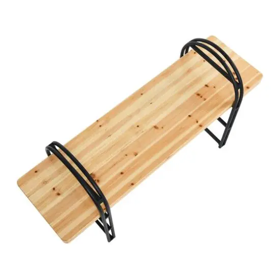 Hello Honey&reg; 48" Blonde Nordic Fir Wood & Black Iron Bench {7}
