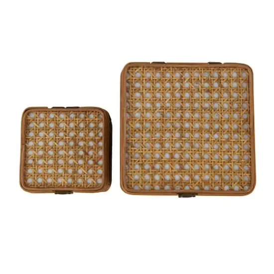 Brown Handmade Woven Rattan Box Set {5}