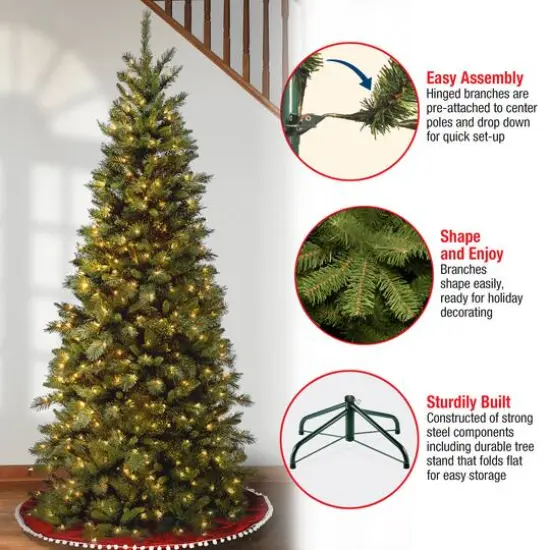 7.5 ft. Pre-lit Tiffany Fir Slim Artificial Christmas Tree, Clear Lights {8}