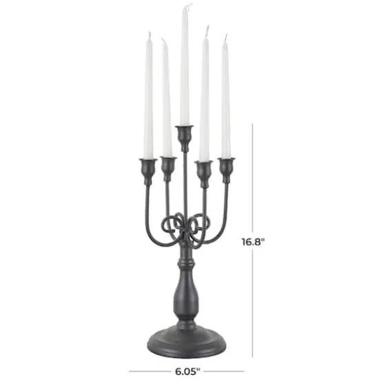 17" Black Metal Antique Style Candelabra {5}