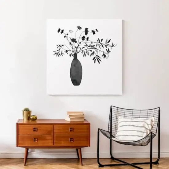 Monochromatic Floral II 30" x 30" Canvas Wall Art {5}