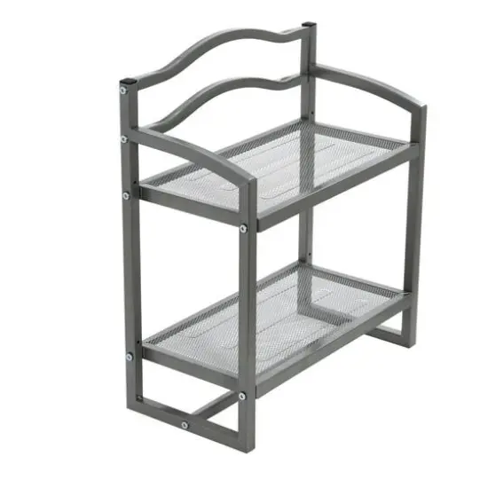 Household Essentials 2-Tier Metal Wall Mount Bathroom Shelf Silver {6}