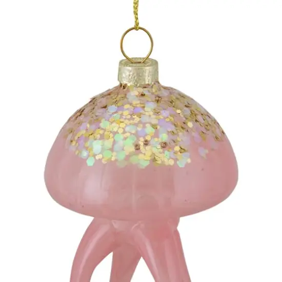 Transparent Pink Glass Jellyfish Ornament {5}