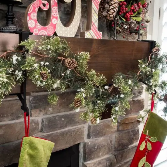 Black Mantel Garland & Christmas Stocking Holder, 2ct. {10}