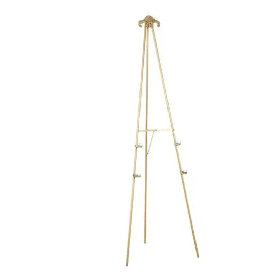66.5" Gold Metal Foldable 2-Tier Display Easel with Scroll Finial {1}