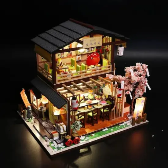 Wizardi Sushi Restaurant Miniature Dollhouse Roombox Kit {3}