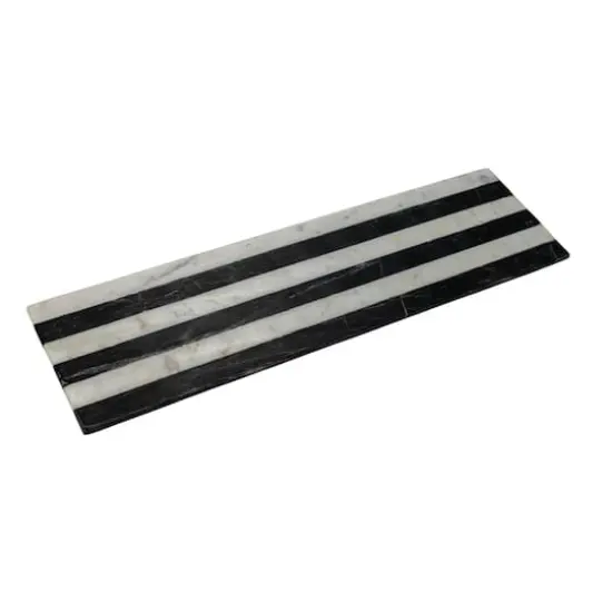 Hello Honey&reg; 21" Black & White Marble Cheese & Serving Board with Stripes {1}
