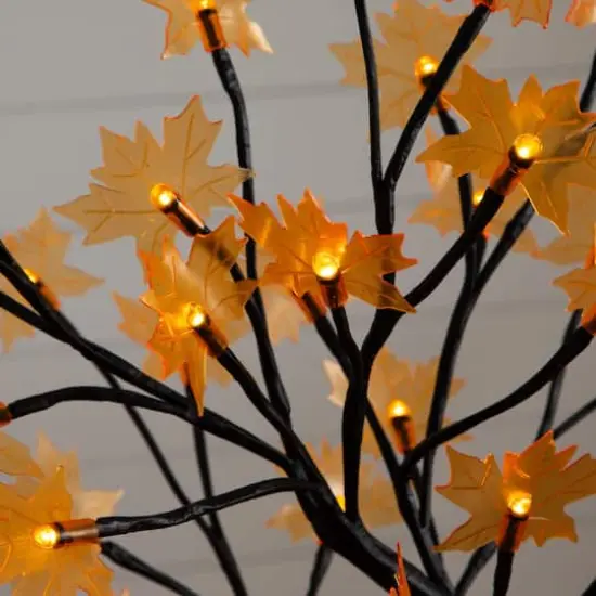 18in. Pre-Lit Autumn Artificial Maple Fall Tree with 48 Warm White LED Maple Shaped Lights {5}