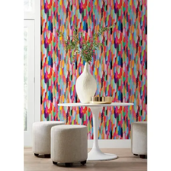 RoomMates Red Multi Brushstroke Peel & Stick Wallpaper {4}