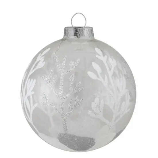 4ct. Silver & Clear 2-Finish Glass Ball Ornaments {8}