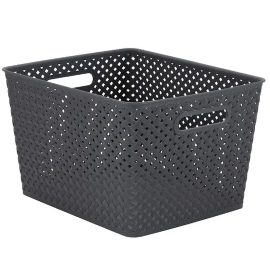 Simplify Large Wicker Storage Bin Gray {2}
