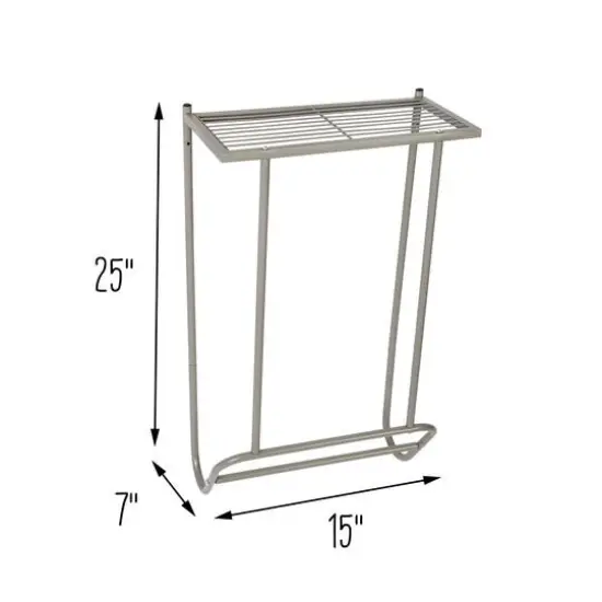 Honey Can Do 25" Steel Wall-Mounted Bathroom Towel Holder with Shelf {7}