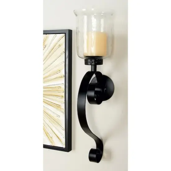 Black Iron Traditional Candle Wall Sconce, 27" x 9" x 7" {9}