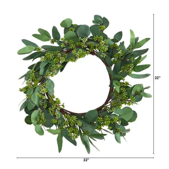 22" Eucalyptus & Berry Wreath {3}