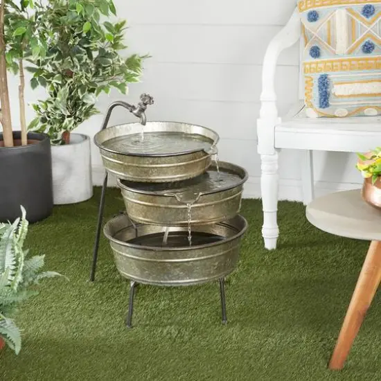 Grey Iron Farmhouse Fountain, 26" x 30" x 21" {12}