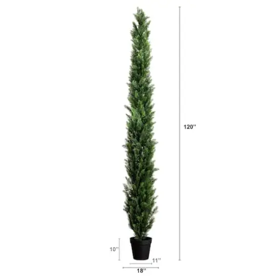 10ft. Potted Green UV Resistant Artificial Cedar Pine Tree {3}