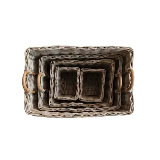 Hello Honey&reg; Natural Hand Woven Rattan Nested Storage Basket Set {1}