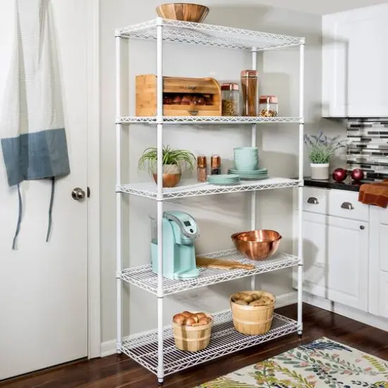 Honey Can Do White 5-Tier Heavy-Duty Adjustable Shelving Unit {4}