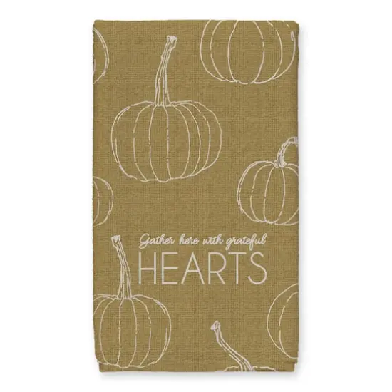 Grateful Hearts Mustard Pumpkin Tea Towel Set {3}