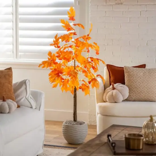 4ft. Pre-Lit Autumn Maple Artificial Fall Tree with 180 Warm White LED Lights {13}