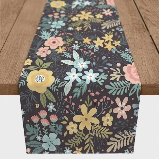 72" Bright Floral Pattern Poly Twill Table Runner {3}