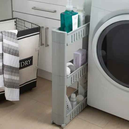 Simplify 3-Tier Slim Slide-Out Storage Cart Gray {3}