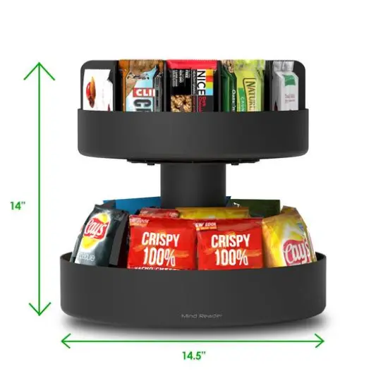 Mind Reader Black 2-Tier Lazy Susan Granola Bar and Snack Organizer {6}