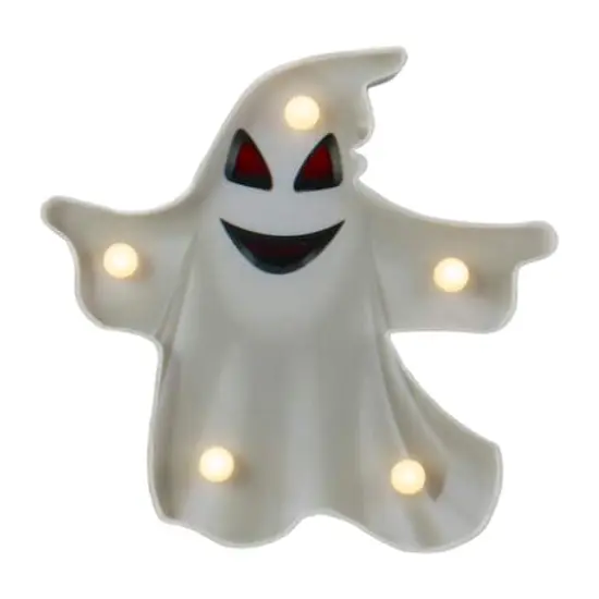 7" Lighted White Ghost Halloween Marquee Decoration {1}
