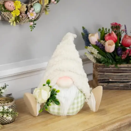 10.5" Plush Sitting Gnome with Flower Spring Figurine {3}