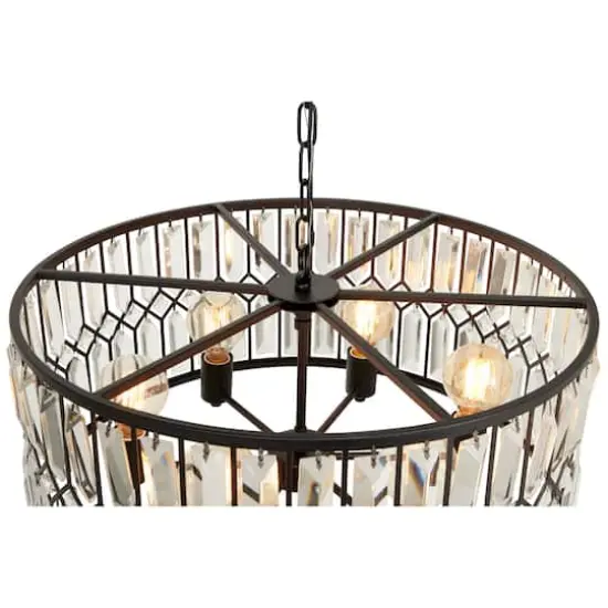 Black Iron Glam Drum Chandelier, 13" x 24" x 24" {4}
