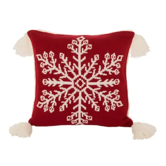Glitzhome&reg; Knitted Snowflake Red Pillow Covers, 2ct. {8}