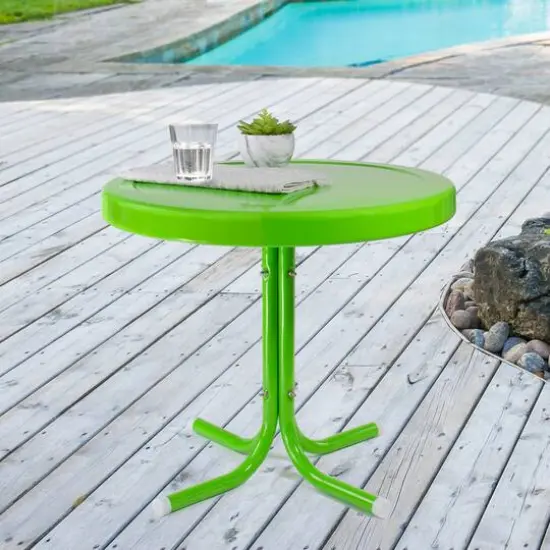 22" Outdoor Retro Tulip Side Table Lime Green {3}