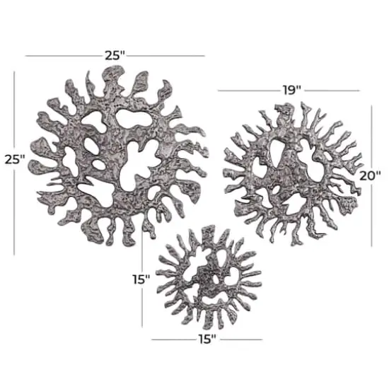 Set of 3 Silver Aluminum Modern Wall Decor, 25" x 25" x 25" {7}