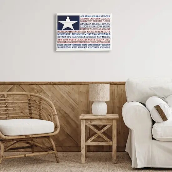 Stupell Industries U.S.A. Star Patriot Flag Listed State Typography Sign Wall Plaque Art {3}